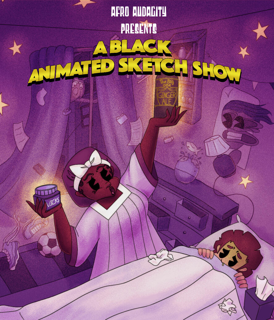 Created in collaboration with Lisette Coles, Marquez Maxwell, and Paige Finklea for AfroAudacity Animation. I was the colorist, and I cleaned up the background lineart as well.